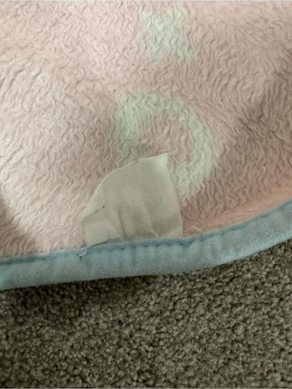🐻💙VTG Care Bears Bedtime Bear Pink Yellow & Blue Print Plush Baby Throw Blanket